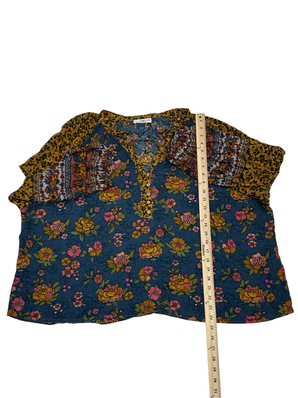 Natural Life XL Floral Print V-Neck Long Sleeve Blouse Top - Picture 5 of 8